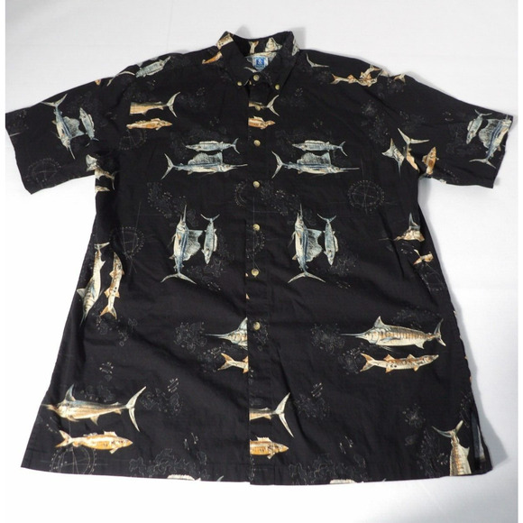 Hook & Tackle Shirt Mens Button Up XL Fish Trout Cotton Poplin Outdoors DadCore - Picture 1 of 8